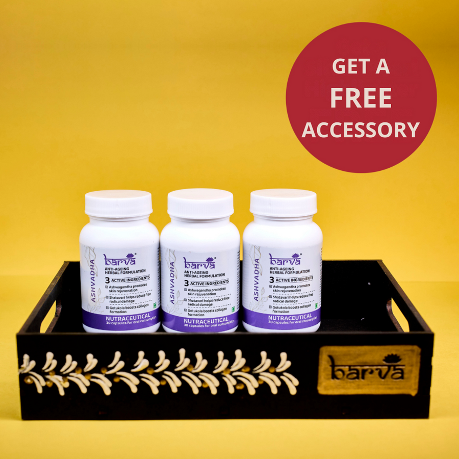 Ashvadha Pack of 3 with a Free Wooden Tray