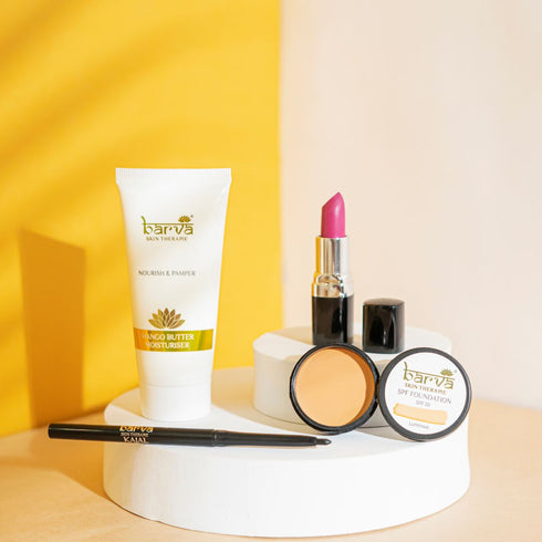 Moisturiser & Makeup | moisturiser, foundation, lipstick, kajal