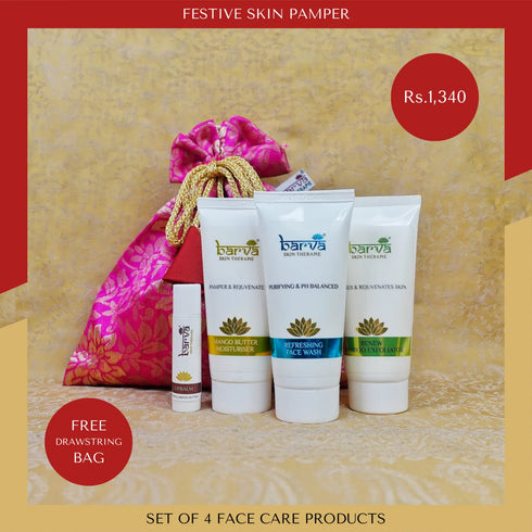 Festive Skin Pamper | set of 4 products | free drawstring bag